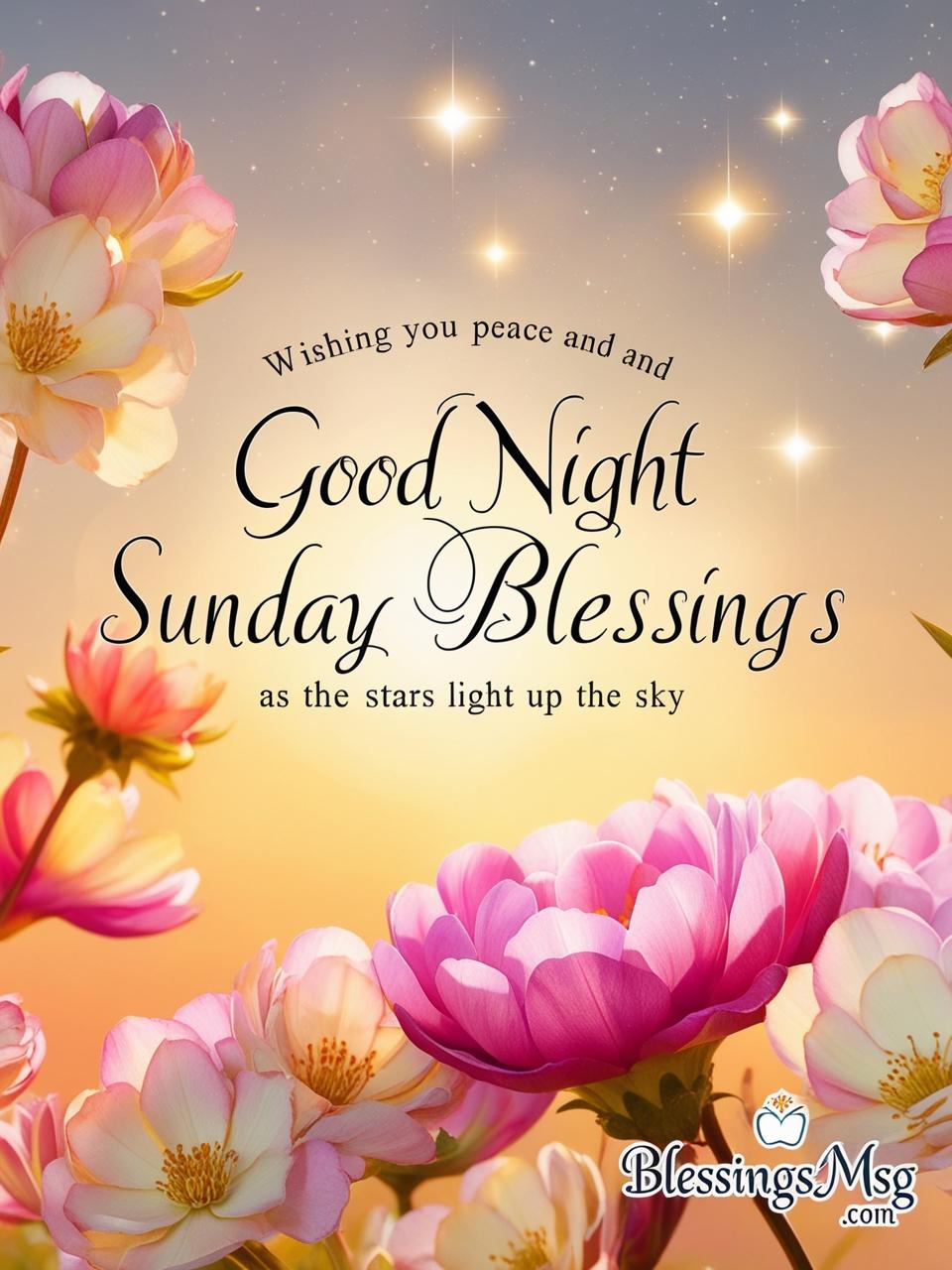 Beautiful Good Night Sunday Blessings.