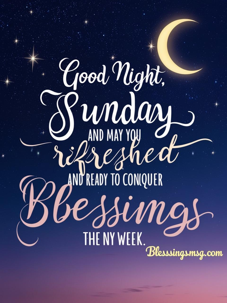 Inspirational Good Night Sunday Blessings.